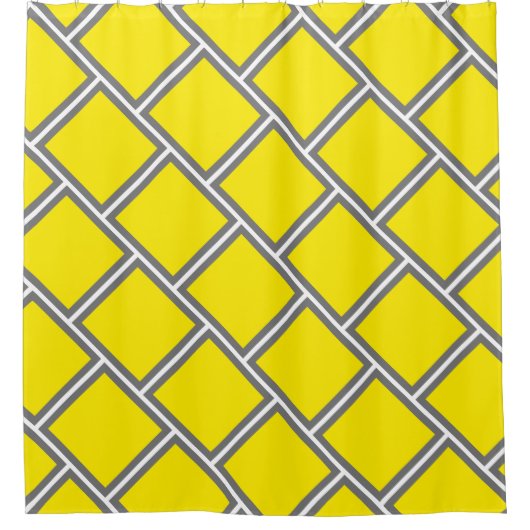 Modern Yellow Grey Brick Geometric Pattern Douchegordijn (Voorkant)