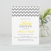 Modern Yellow Grey Chevron Neutral BABY SHOWER Kaart (Staand voorkant)