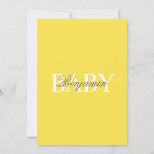 Modern Yellow Grey Chevron Neutral BABY SHOWER Kaart (Achterkant)