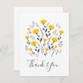 Modern Yellow Grey Floral Motif Bedankkaart (Voorkant / Achterkant)