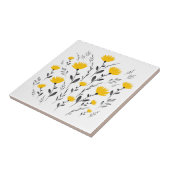 Modern Yellow Grey Floral Motif Tegeltje (Zijkant)