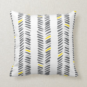 Modern Yellow Grey Herringbone Pattern Kussen