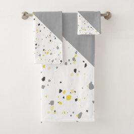 Modern Yellow Grey Terrazzo Bad Handdoek