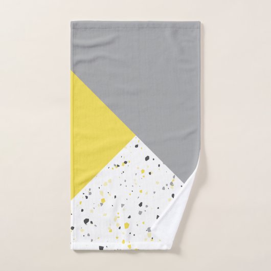 Modern Yellow Grey Terrazzo Bad Handdoek (Handdoek)