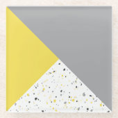 Modern Yellow Grey Terrazzo Glazen Onderzetter (Voorkant)