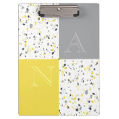 Modern Yellow Grey Terrazzo Monogrammed Klembord (Voorkant)
