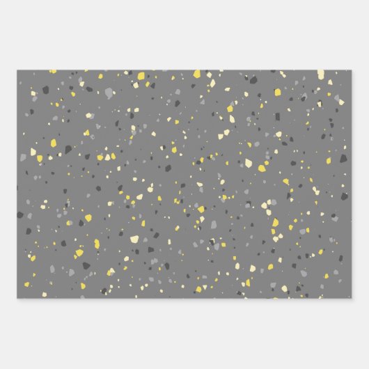Modern Yellow Grey Terrazzo Pattern Inpakpapier Vel (Voorkant 3)