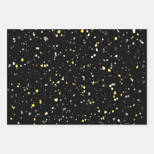 Modern Yellow Grey Terrazzo Pattern Inpakpapier Vel (Voorkant 2)