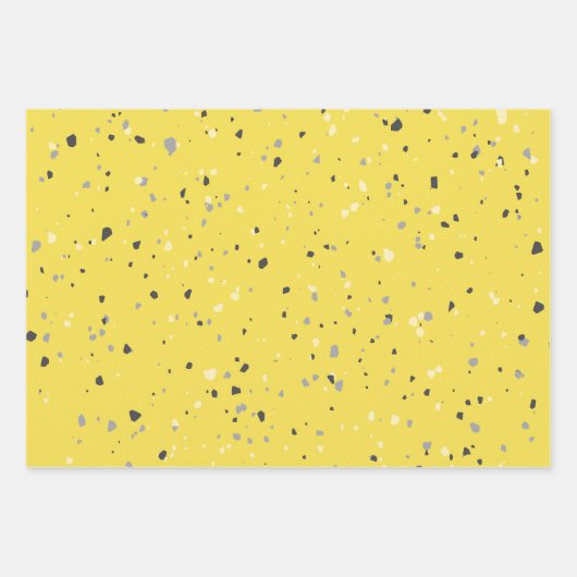 Modern Yellow Grey Terrazzo Pattern Inpakpapier Vel (Voorkant)