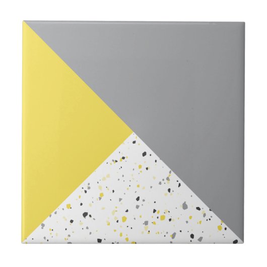 Modern Yellow Grey Terrazzo Tegeltje (Voorkant)