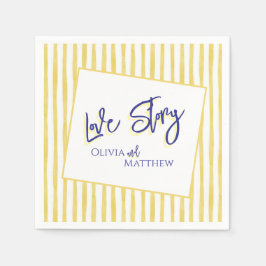 Modern Yellow Hand Written Pinstripe Italy Wedding Servet