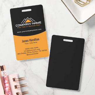 Modern Yellow House Logo Roof  Construction Badge