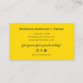 Modern Yellow Housekeeper Maid Cleaning Service  Visitekaartje (Achterkant)