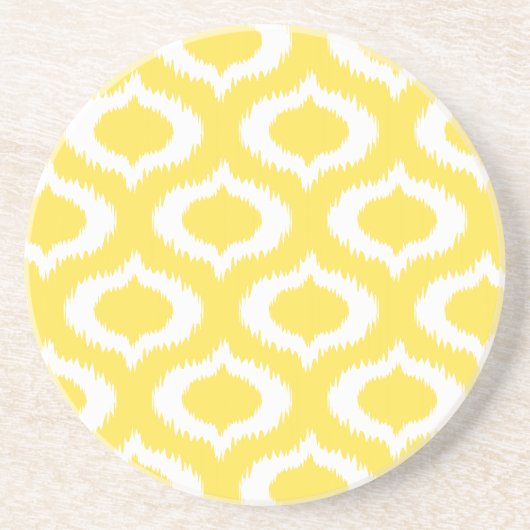 Modern Yellow Ikat Diamonds Zandsteen Onderzetter (Voorkant)