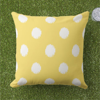 Modern Yellow Ikat Stippen Patroon Buitenkussen
