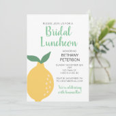 Modern Yellow Lemon Bridal Luncheon Kaart (Staand voorkant)