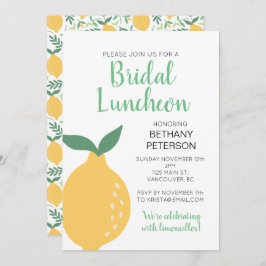 Modern Yellow Lemon Bridal Luncheon Kaart