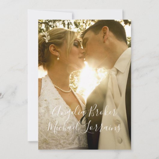 Modern Yellow Lemons & Green Foliage Weduwfoto Bedankkaart (Achterkant)