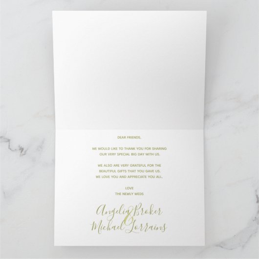 Modern Yellow Lemons & Green Foliage Weduwfoto Bedankkaart (Binnen)