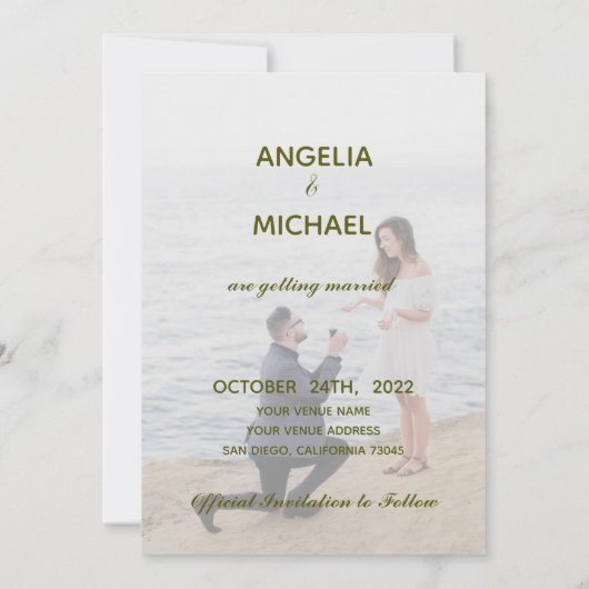 Modern Yellow Lemons & Green Foliage Weduwfoto Save The Date (Achterkant)