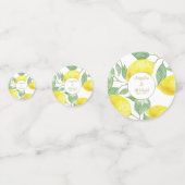 Modern Yellow Lemons Green Leaves Wedding Confetti (Voorkanten)
