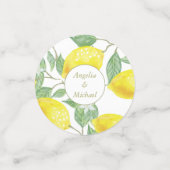 Modern Yellow Lemons Green Leaves Wedding Confetti (Kleine voorkant)