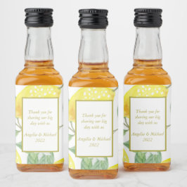 Modern Yellow Lemons Green Leaves Wedding Likeurfles Etiket