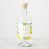 Modern Yellow Lemons Green Leaves Wedding Likeurfles Etiket (Voorkant)