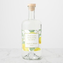Modern Yellow Lemons Green Leaves Wedding Likeurfles Etiket