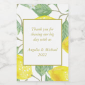 Modern Yellow Lemons Green Leaves Wedding Voedselcontainer Etiket (Enkel label)