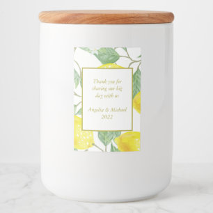 Modern Yellow Lemons Green Leaves Wedding Voedselcontainer Etiket