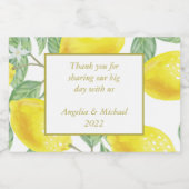 Modern Yellow Lemons Green Leaves Wedding Voedselcontainer Etiket (Enkel label)