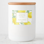 Modern Yellow Lemons Green Leaves Wedding Voedselcontainer Etiket (Voorkant)