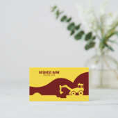 Modern Yellow & Maroon Tractor Silhouette Building Visitekaartje (Staand voorkant)