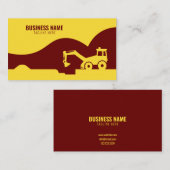 Modern Yellow & Maroon Tractor Silhouette Building Visitekaartje (Voorkant / Achterkant)