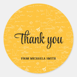 Modern Yellow Math Graduation Thank You Ronde Sticker