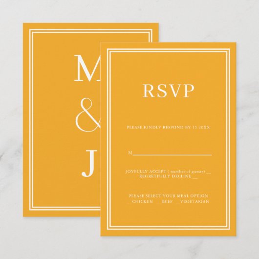 Modern Yellow Minimalism RSVP (Voorkant / Achterkant)