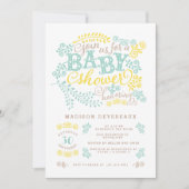 Modern Yellow Mint Gender Neutral Cute Baby shower Kaart (Voorkant)