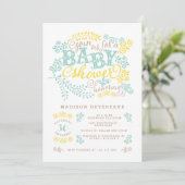 Modern Yellow Mint Gender Neutral Cute Baby shower Kaart (Staand voorkant)