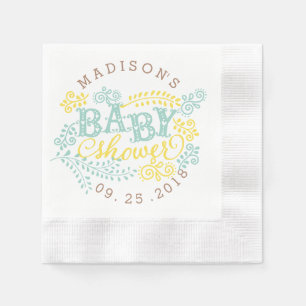 Modern Yellow Mint Gender Neutral Cute Baby shower Servetten