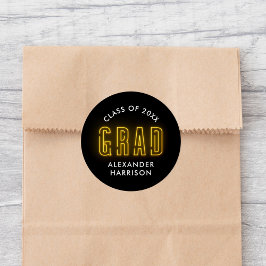 Modern Yellow Neon Afstuderen Ronde Sticker
