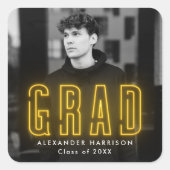 Modern Yellow Neon Afstuderen Vierkante Sticker (Voorkant)