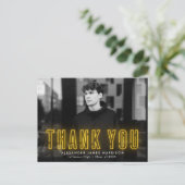 Modern Yellow Neon Photo Afstuderen Dank u Briefkaart (Staand voorkant)