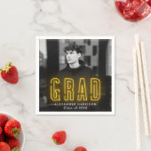 Modern Yellow Neon Photo Afstuderen Servet (Insitu)