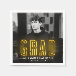 Modern Yellow Neon Photo Afstuderen Servet