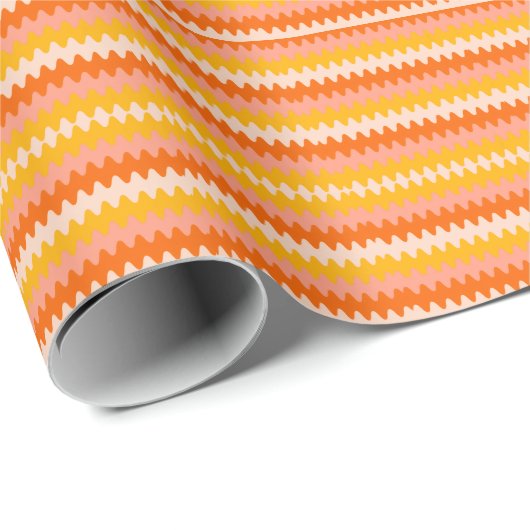 Modern Yellow, Orange & White Zig Zag Pattern Cadeaupapier (Rol Hoek)
