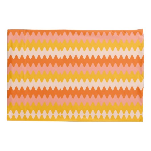 Modern Yellow, Orange & White Zig Zag Pattern Kussensloop (Achterkant)