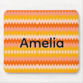 Modern Yellow, Orange & White Zig Zag Pattern Muismat (Voorkant)