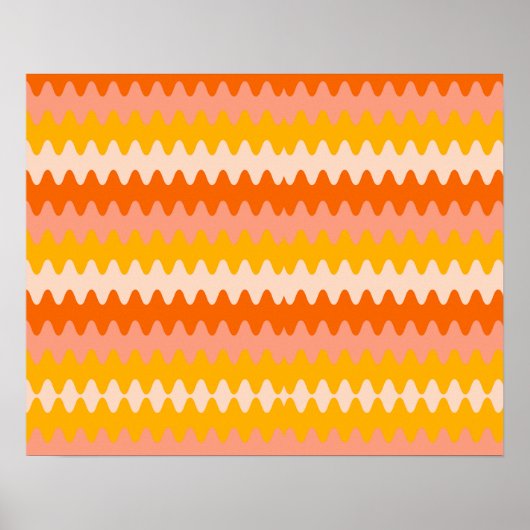 Modern Yellow, Orange & White Zig Zag Pattern Poster (Voorkant)