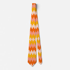 Modern Yellow, Orange & White Zig Zag Pattern Stropdas